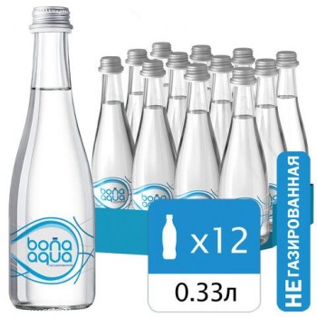 Вода негазированная питьевая BONA AQUA 0,33 л, стеклянная бутылка, 2418801